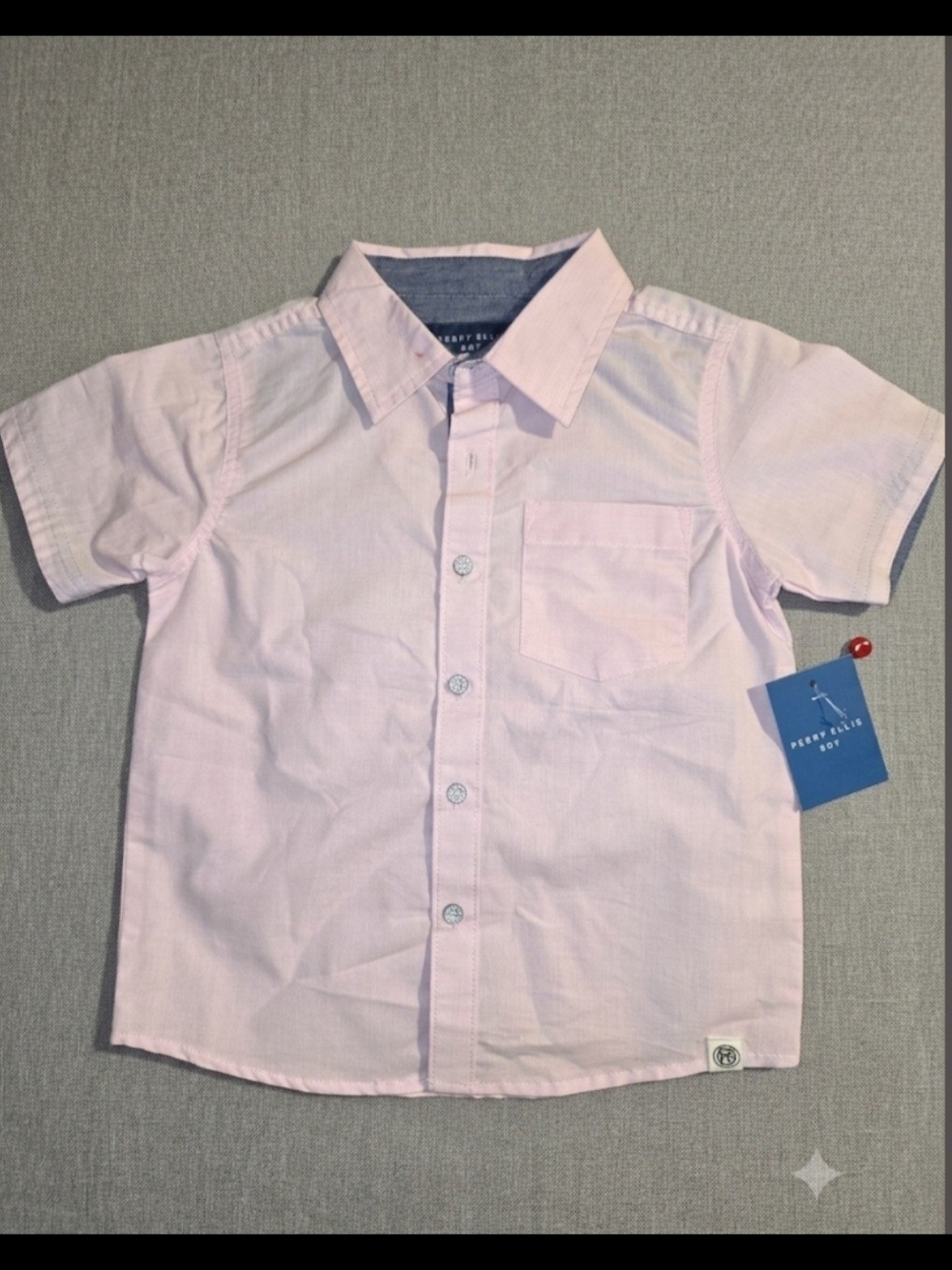 Perry Ellis Boys Light Pink Short-Sleeve Button Down Shirt